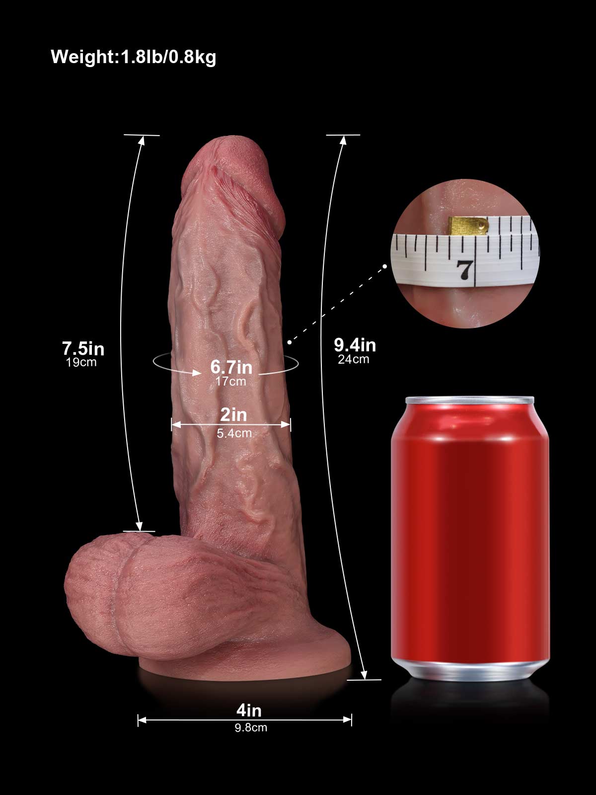 10.2" Flesh Thick Realistic Silicone Dildo