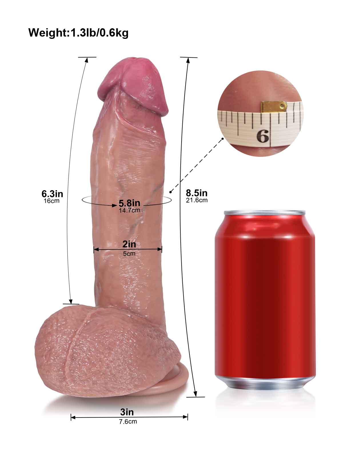 8.5 Inch Realistic Sliding Skin Dildo with Pronounced Head