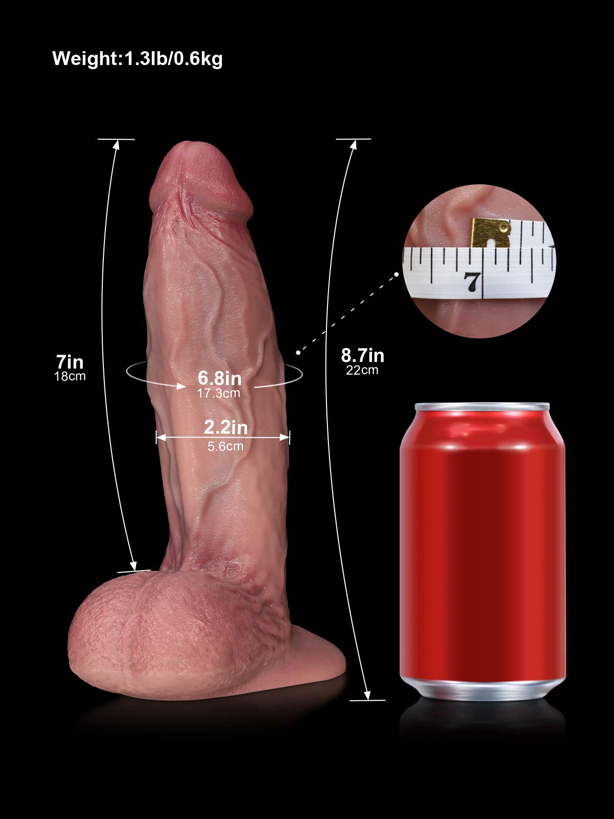8.7" Flesh Thick Realistic Silicone Dildo — Body-Safe & Strong Suction Base