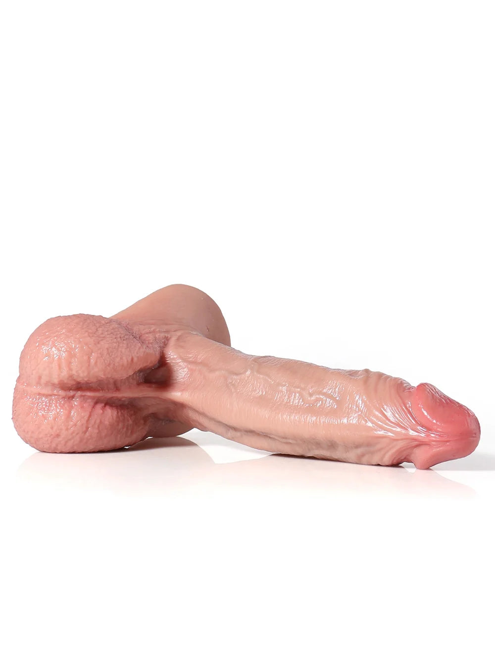 9.1" Triple Density Soft Dildo with Realistic Swinging Balls