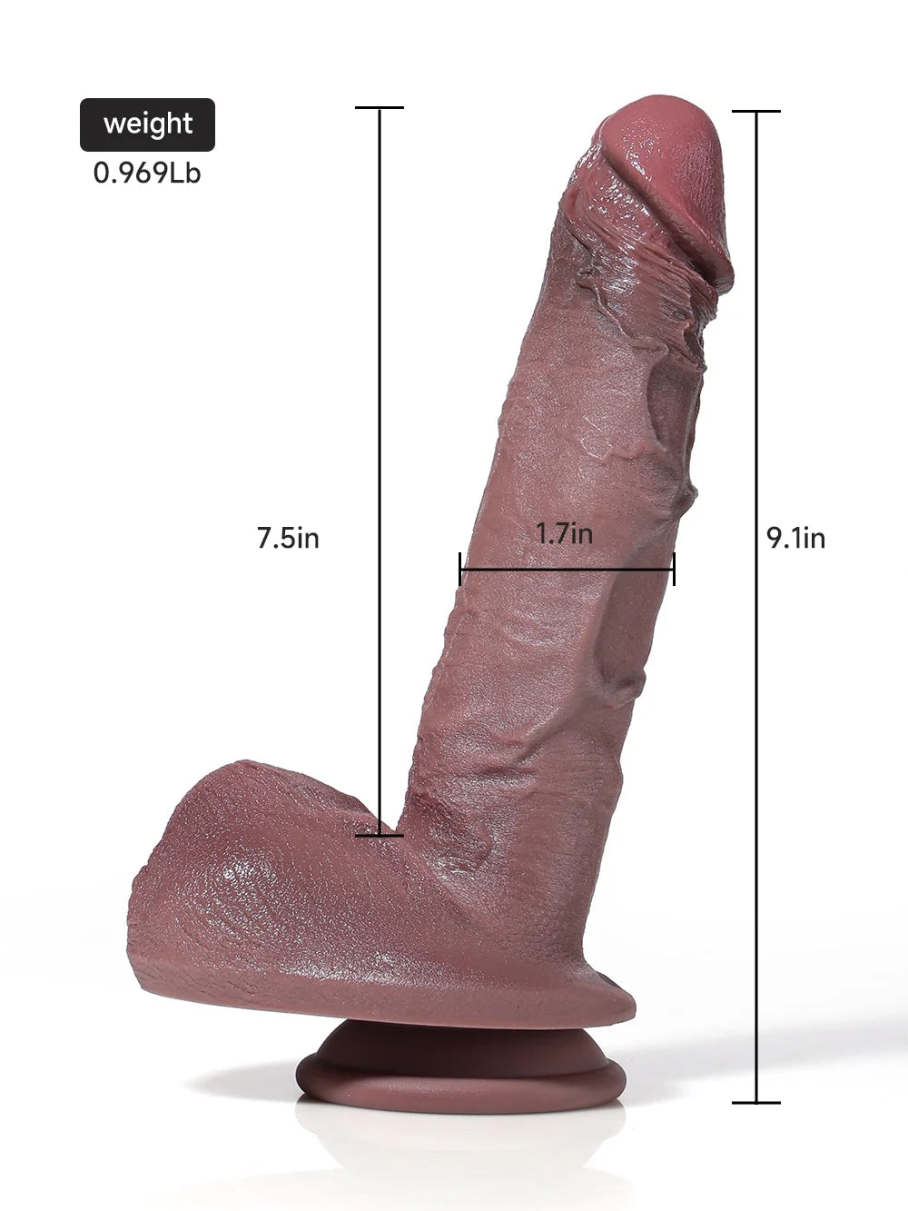 Preston | 9.1" Ultra Realistic Real Touch Black Dildo