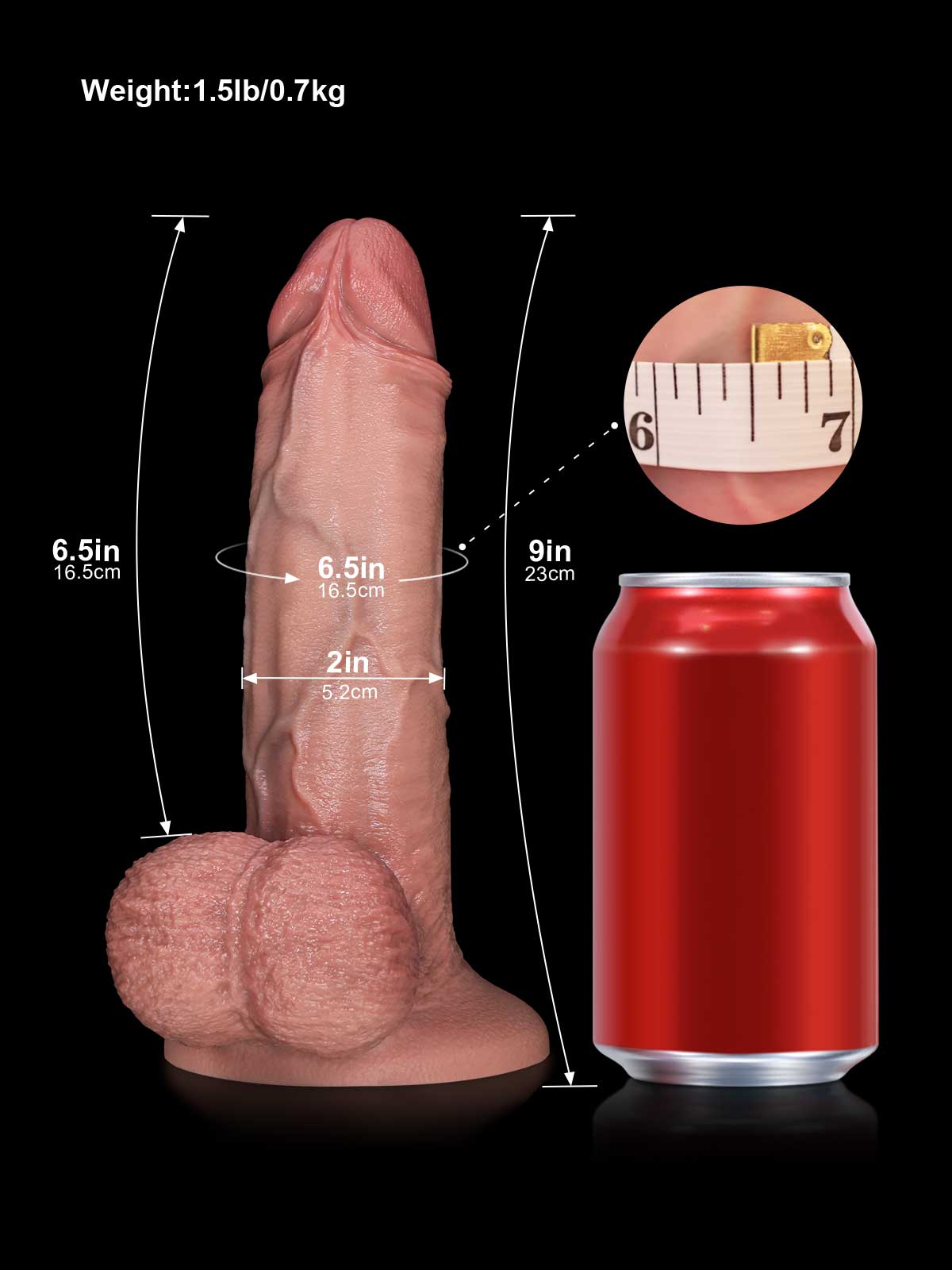 9" Flesh Real-Life Sliding Skin Realistic Dildo Body-Safe & Strong Suction
