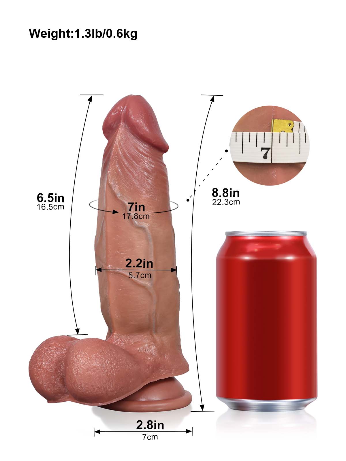 9 inch Realistic Sliding Skin Dildo with Balls and Suction Cup