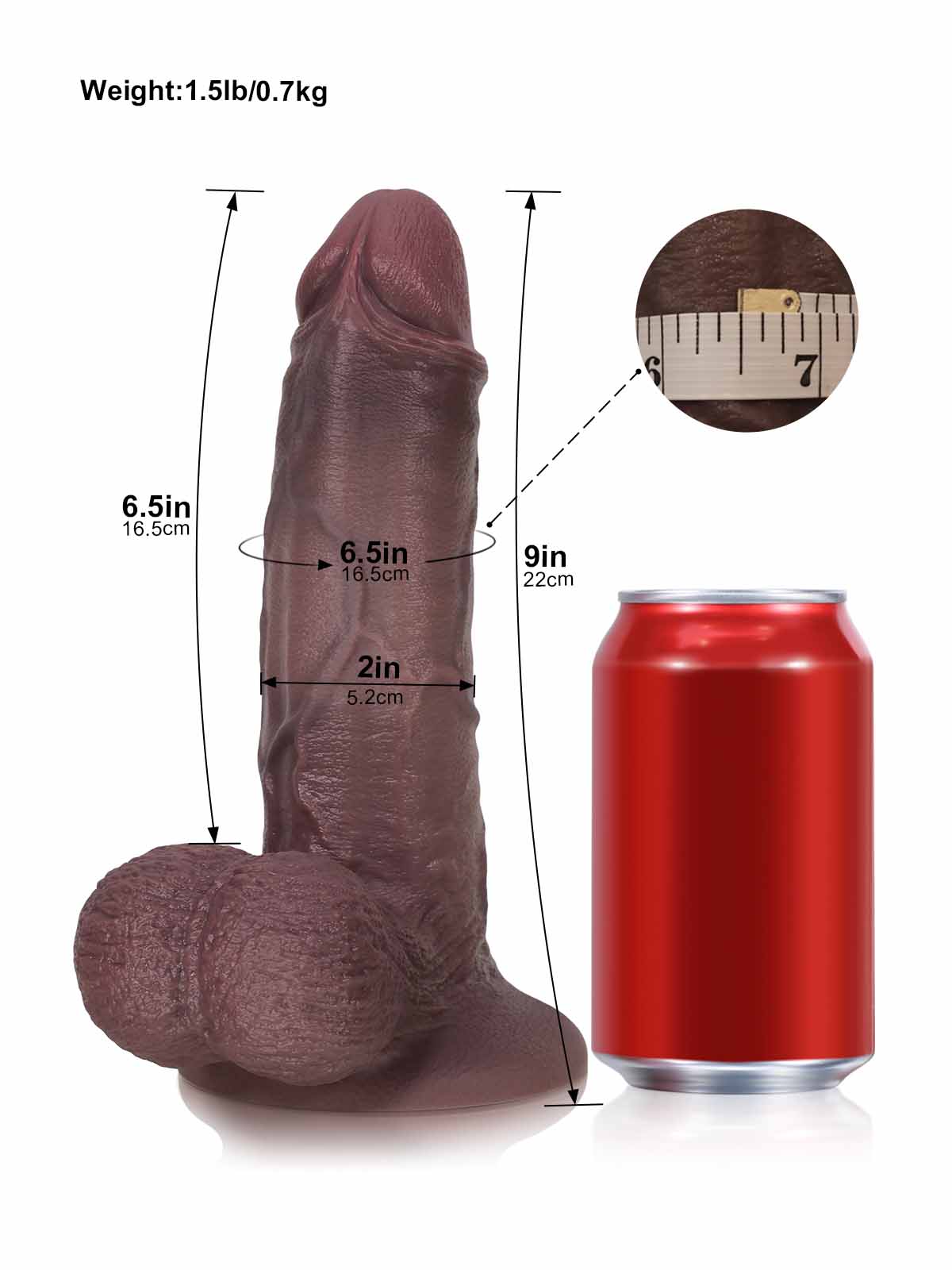 Andy | 9" Thick Realistic Silicone Dildo, Body-Safe & Strong Suction